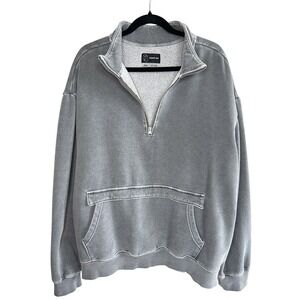 Original Use Men's XXL 1/4 Zip Pullover Hoodie Sweatshirt Gray Acid Wash Casual